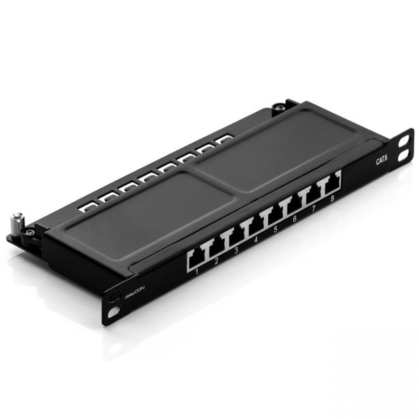 deleyCON CAT6 0,5HE Patchpanel Verteilerfeld 8 Port Rackeinbau Servermontage