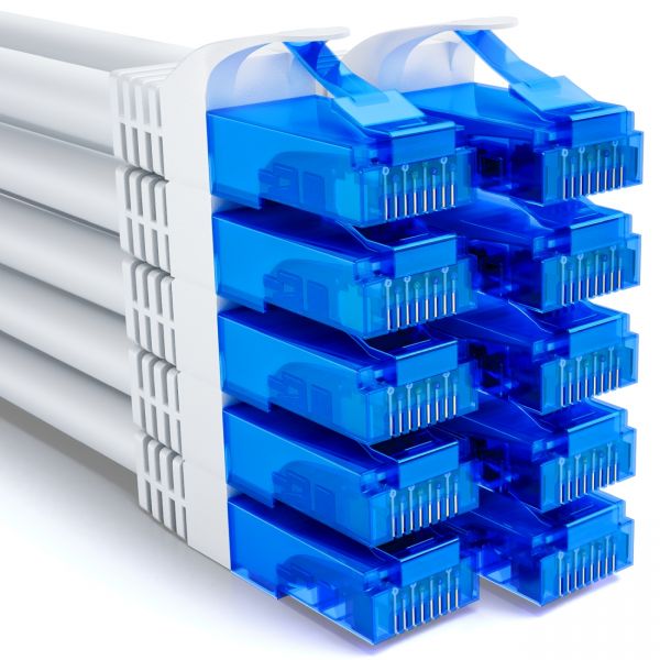 deleyCON 10x 0,5m CAT6 Patchkabel Netzwerkkabel Gigabit LAN U/UTP RJ45 Weiß