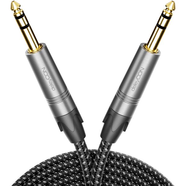 deleyCON 1m Instrumentenkabel Klinkenkabel 6,35 auf 6,35mm Klinke TRS Stereo