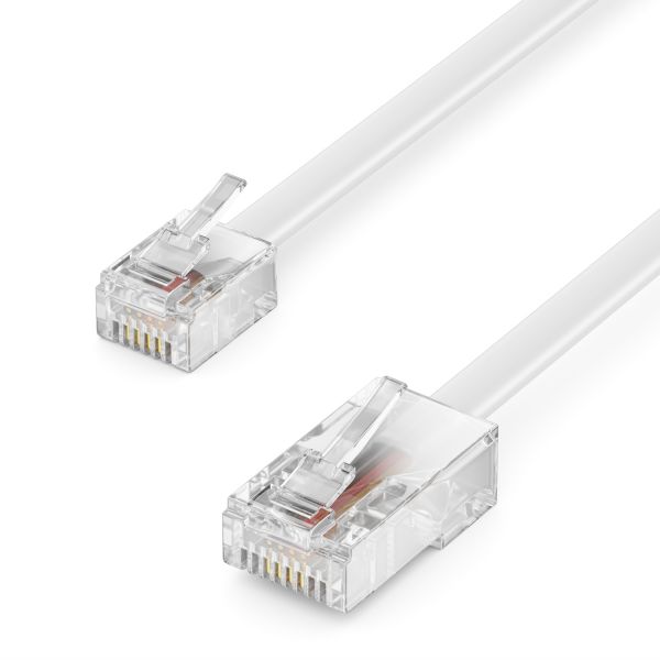 deleyCON 15m Telefonkabel RJ11 auf RJ45 Modularkabel DSL VDSL Internet Weiß