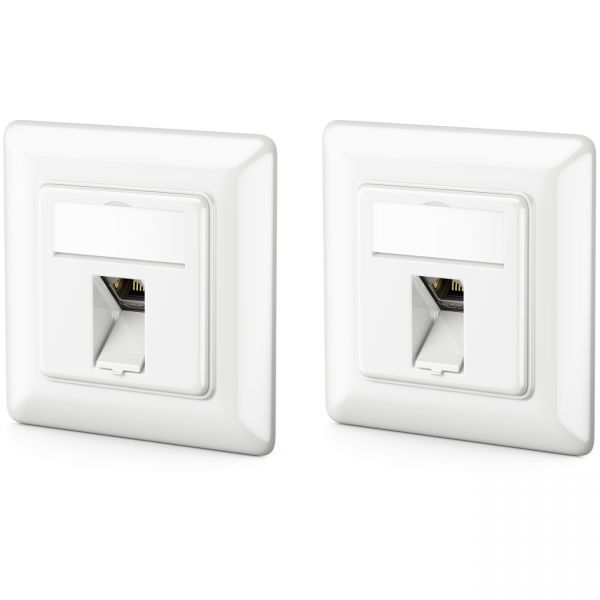 deleyCON 2x CAT6a Keystone Netzwerkdosen Set STP Geschirmt Metall Gehäuse RJ45