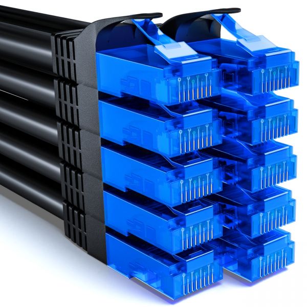 deleyCON 10x 1m CAT6 Patchkabel Netzwerkkabel Gigabit LAN U/UTP RJ45 Schwarz
