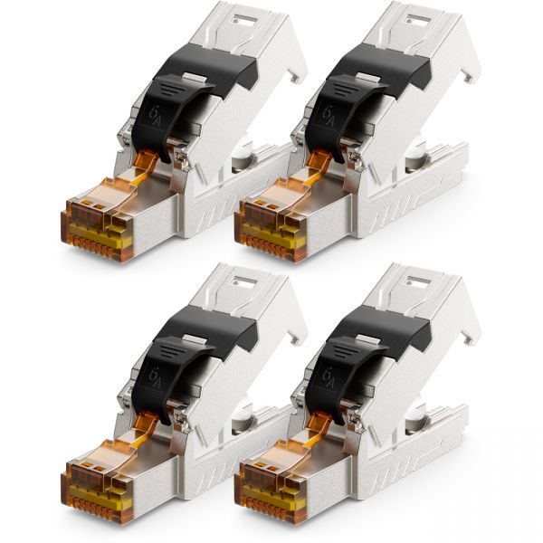 deleyCON 4x CAT 6a Netzwerkstecker Werkzeuglos Netzwerkkabel Patchkabel RJ45