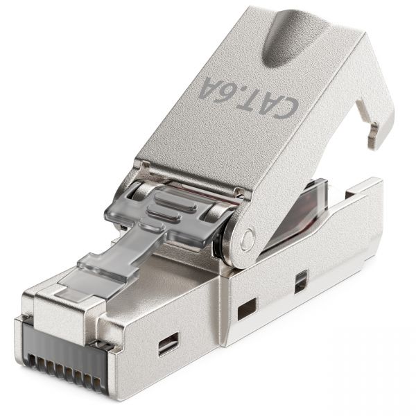 deleyCON 1x CAT6a Werkzeugloser RJ45 Netzwerkstecker 10Gbit/s Stecker Rohkabel