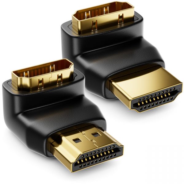 deleyCON 90° &amp; 270° Winkeladapter im Set HDMI Typ A 4K UHD 3D Full HD 1080p HDR
