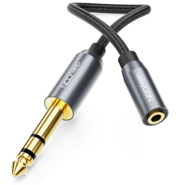 deleyCON 20cm 6,3mm auf 3,5mm Klinke Stereo TRS Adapter Kabel