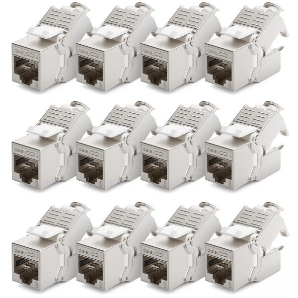 deleyCON 12x CAT8 Keystone Jack Modul Patchkabel Netzwerkkabel Verbinder RJ45