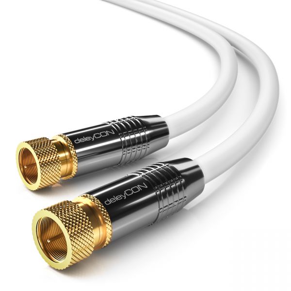 deleyCON HDTV SAT Kabel 20m F-Stecker zu F-Stecker - METALL - vergoldet