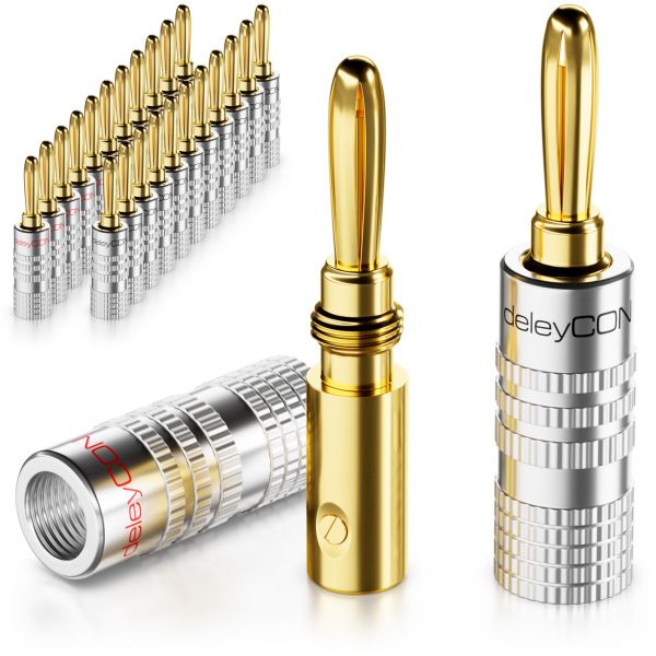 deleyCON 24x Bananenstecker Schraubbar für Lautsprecherkabel von 0,75mm - 4mm