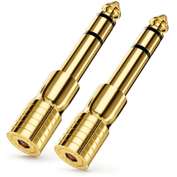 deleyCON Klinke Adapter 3,5mm auf 6,35mm [2 Stück] Stereo Audio vergoldet