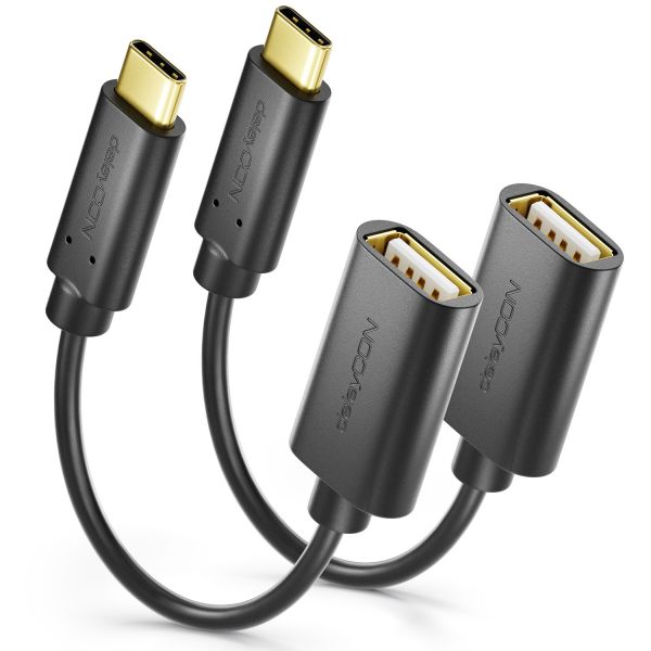 deleyCON 2x USB-C auf USB-A OTG Adapter für iPhone 16/15, iPad, MacBook, Galaxy