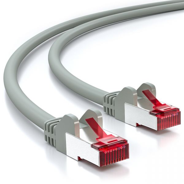 deleyCON 30m CAT6 Patchkabel S-FTP PIMF Netzwerkkabel Ethernetkabel - Grau