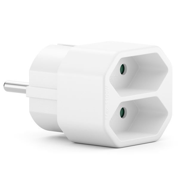 deleyCON Mehrfachstecker 2x Euro-Buchse 2,5A 1100W, 1 Stück - Weiß