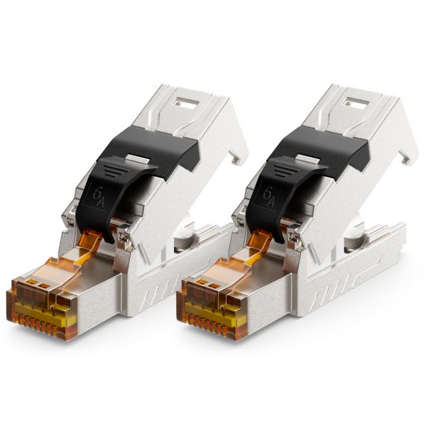 deleyCON 2x CAT 6a Netzwerkstecker Werkzeuglos Netzwerkkabel Patchkabel RJ45