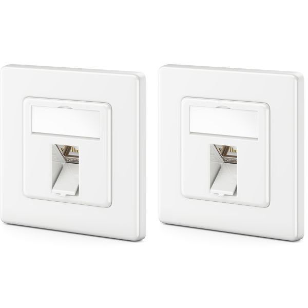 deleyCON 2x CAT7 Netzwerkdose 1 Port LAN Dose Anschlussdose + 2x CAT 7 Keystone