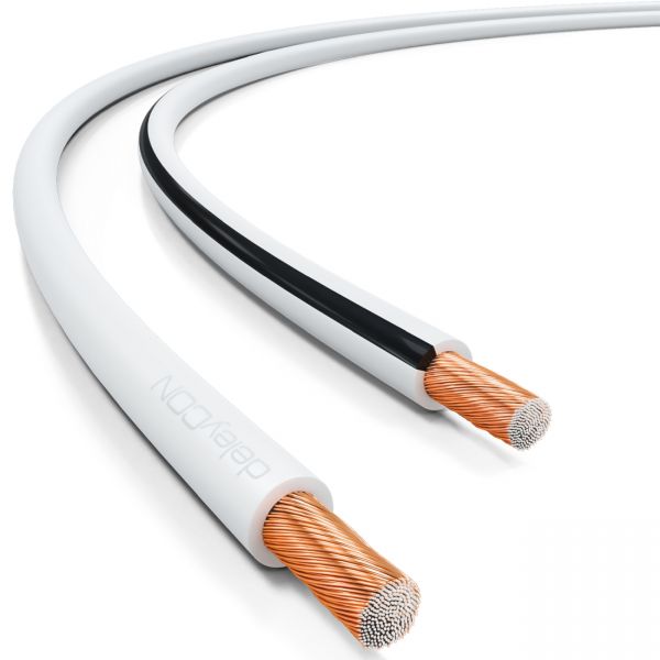 deleyCON 100m Lautsprecherkabel 2x 2,5mm² CCA 2x50x0,25mm Litze - Weiß