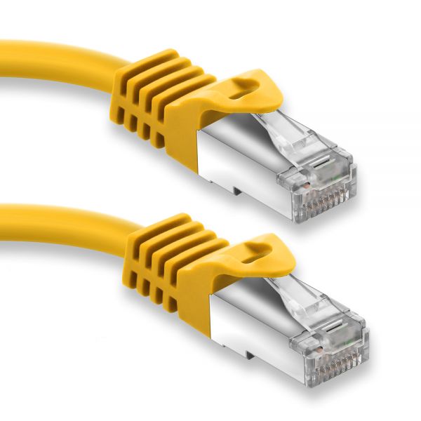 5m RJ45 Patchkabel mit CAT7 Rohkabel - S/FTP Netzwerkkabel LAN DSL Kabel gelb
