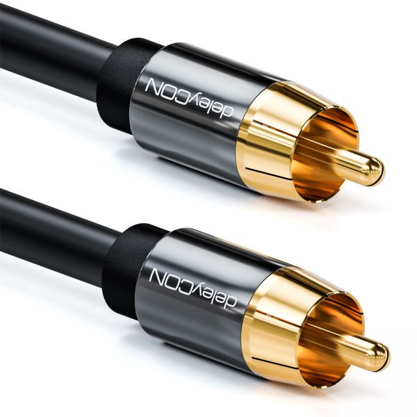 deleyCON 10m Subwoofer Kabel Cinch RCA Kabel 2x Cinch Stecker HiFi Audio Kabel