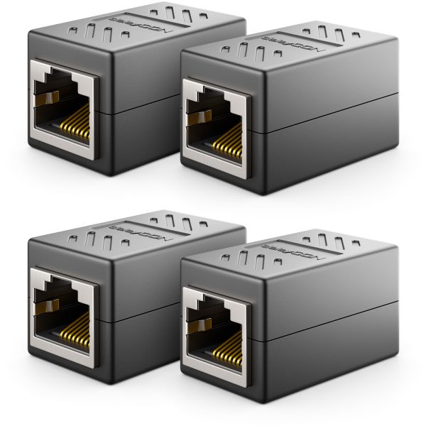deleyCON 4x CAT6 Patchkabel Koppler Modular Geschirmt 2x RJ45 Buchse Schwarz
