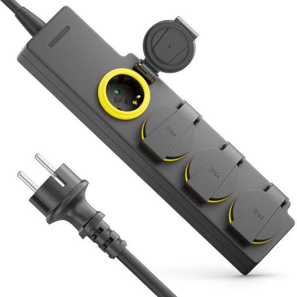 deleyCON 4 Fach Outdoor Steckdosenleiste mit 3,0m Kabel IP44 Garten Terrasse