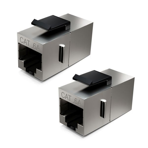 deleyCON 2 CAT6a Keystone Modul Patchkabel Kupplung Verbinder Geschirmt 2X RJ45