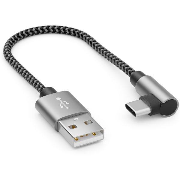 deleyCON 0,15m USB A zu USB C Kabel USB-C Stecker 90° Gewinkelt Kurze 15cm