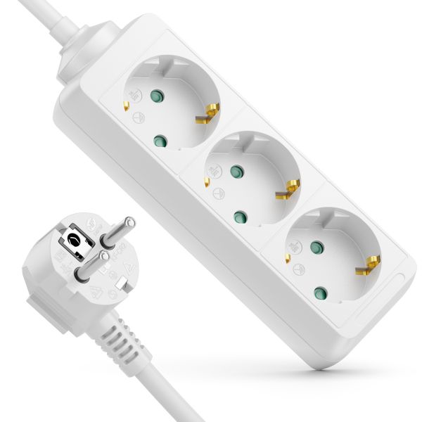 deleyCON 3 Fach Steckdosenleiste Mehrfachsteckdose Steckerleiste 1,4 m Weiß