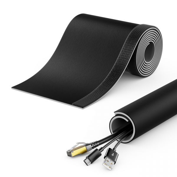 deleyCON 3,0m Kabelschlauch mit Klettverschluss 35mm Durchmesser Nylon Schwarz