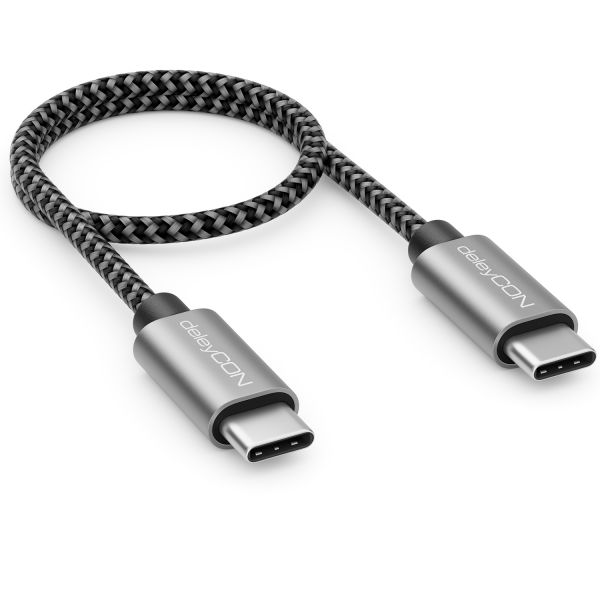 deleyCON 0,30m USB C Kabel PD3.0 60W Schnellladekabel 30cm USB-C Ladekabel