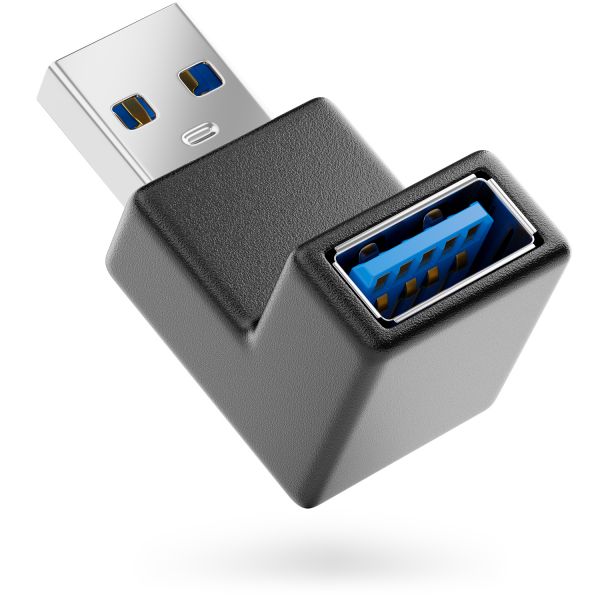 deleyCON USB 3.0 Winkel Adapter - 90° Grad Winkeladapter - A-Stecker zu A-Buchse