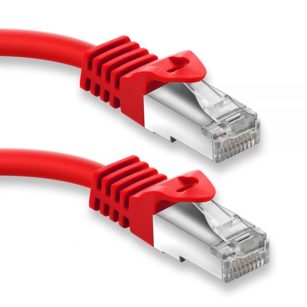 5m RJ45 Patchkabel mit CAT7 Rohkabel - S/FTP Netzwerkkabel LAN DSL Kabel rot