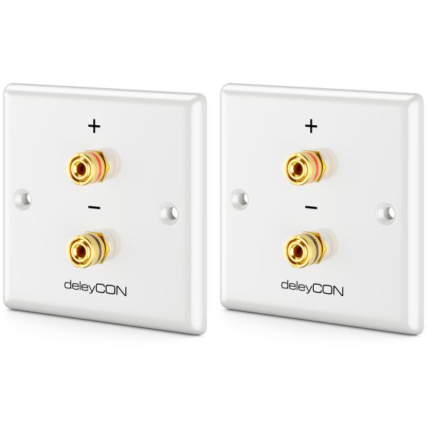 deleyCON 2x Multimedia Lautsprecher Anschlussdose Wandplatte für 1 Lautsprecher