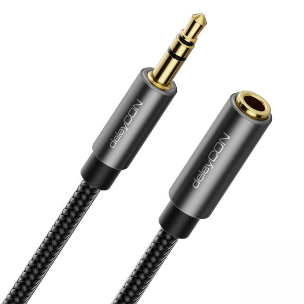 deleyCON 1m Aux Kabel 3,5mm Audio Klinkenkabel Stereo Verlängerungskabel