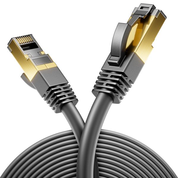 deleyCON 1m CAT8 Netzwerkkabel (40 Gbit/s, S/FTP, Kupfer, RJ45, POE, Schwarz)