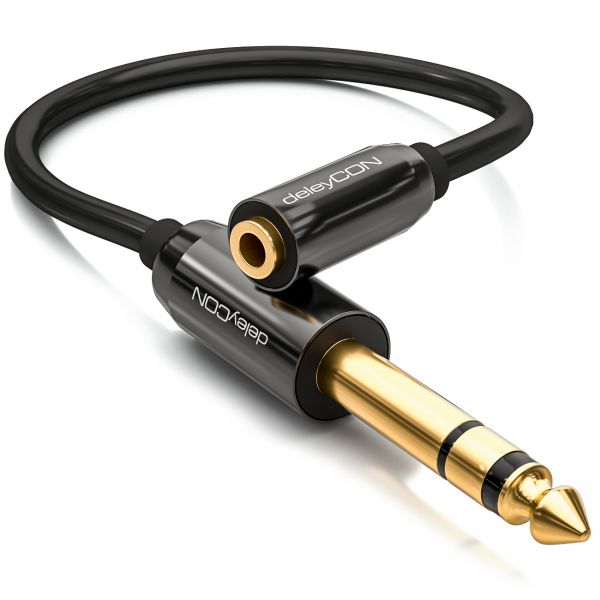 deleyCON Audio Klinken Adapter Kabel 6,3mm Klinke Stecker zu 3,5mm Klinken Buchs