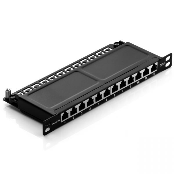deleyCON CAT6 0,5HE Patchpanel Verteilerfeld 12 Port Rackeinbau Servermontage