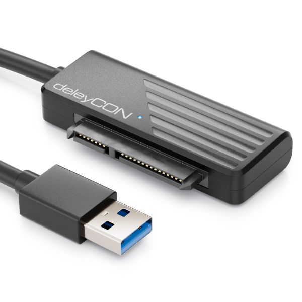 deleyCON USB 3.0 SATA Adapter Kabel USB A zu 2,5" Festplatten HDD SSD 5GBit/s