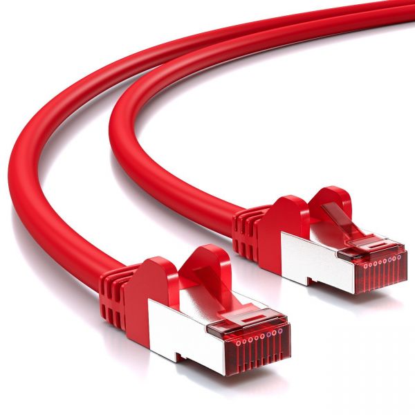 deleyCON 25m CAT6 Patchkabel S-FTP PIMF Netzwerkkabel Ethernetkabel - Rot