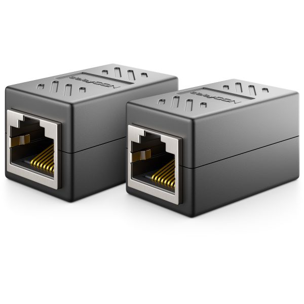 deleyCON 2x CAT6 Patchkabel Koppler Modular Geschirmt 2x RJ45 Buchse Schwarz