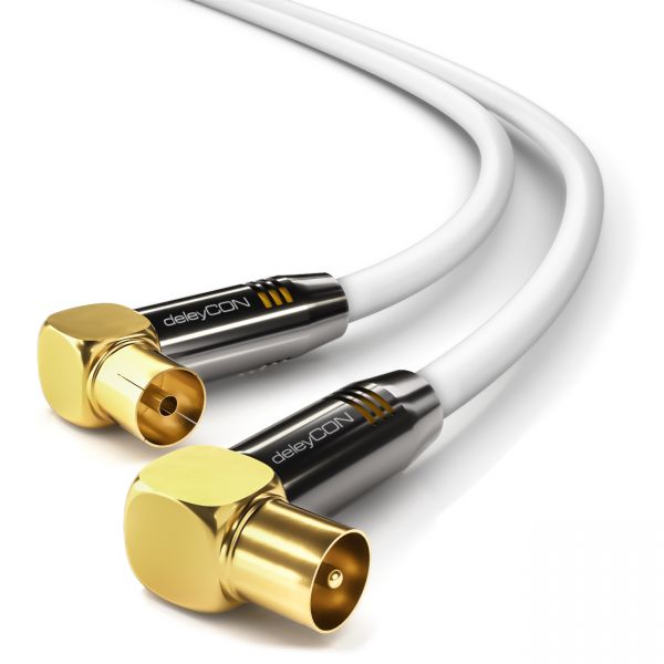 deleyCON HDTV TV Antennen Kabel 5m - 2x 90° gewinkelt 5m Stecker zu Buchse