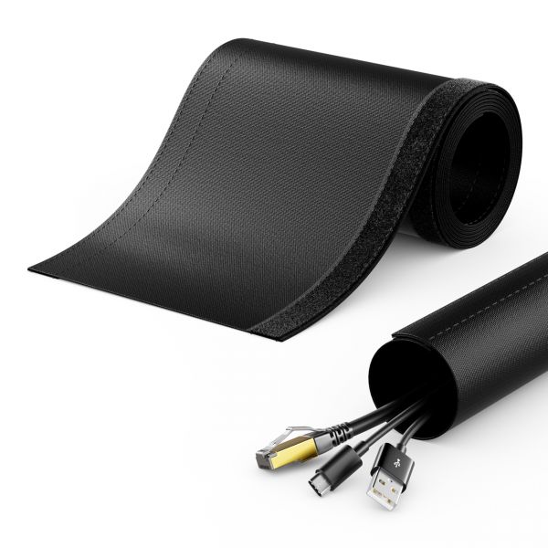 deleyCON 3,0m Kabelschlauch mit Klettverschluss 40mm Durchmesser Nylon Schwarz