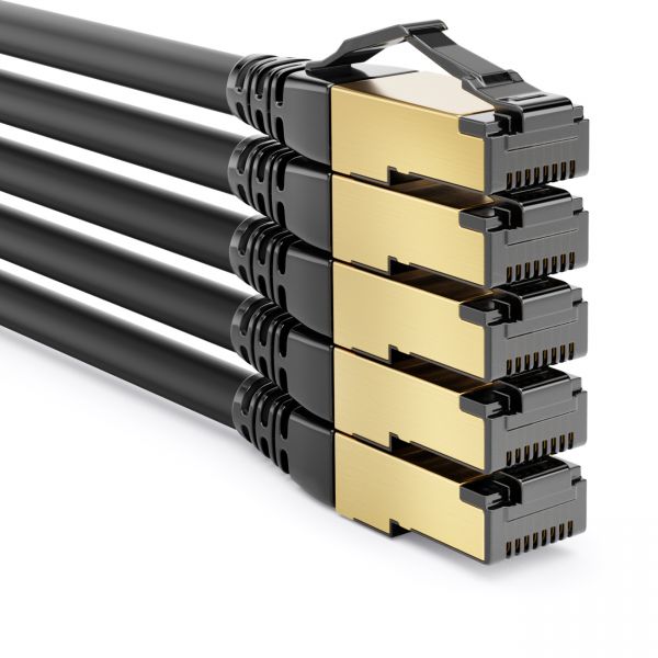 deleyCON 5x 2m CAT8.1 Patchkabel S/FTP PIMF 2000MHz 40Gbit RJ45 LAN DSL Schwarz