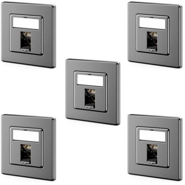 deleyCON 5x CAT7 Unterputzdose + Keystone Modul (45° RJ45) Schwarz