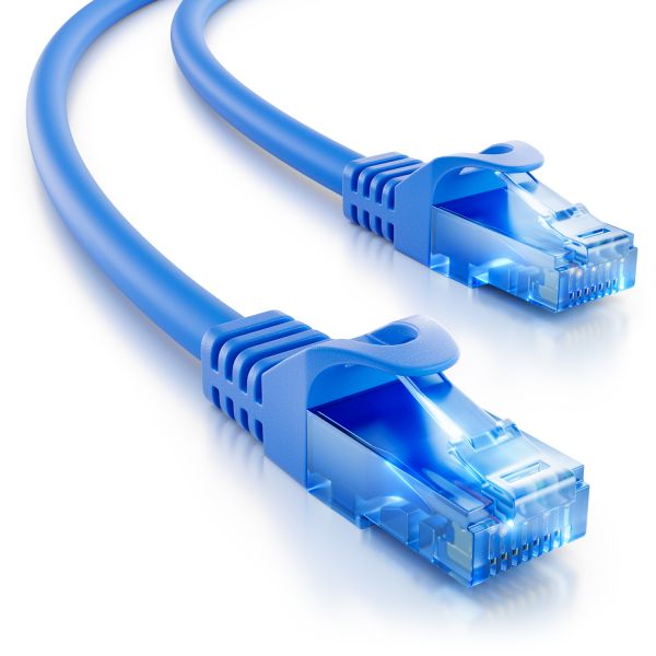 deleyCON 30m CAT6 Patchkabel Netzwerkkabel Ethernet LAN DSL Kabel Blau