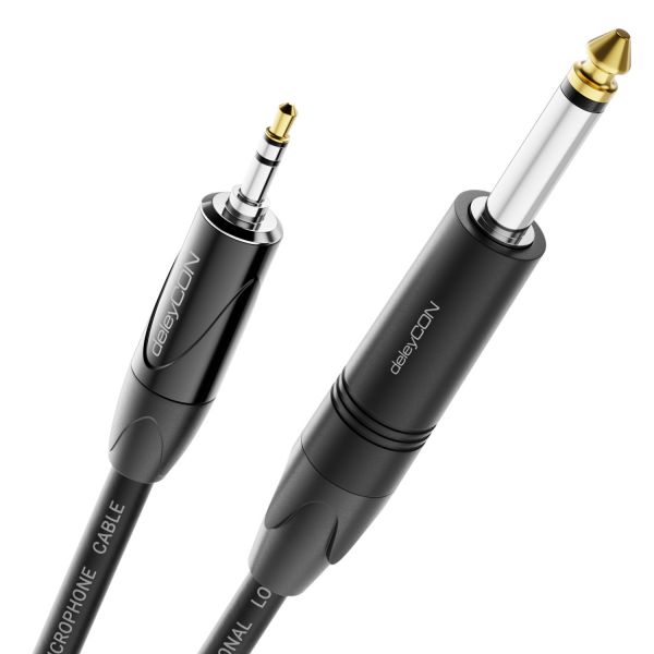 deleyCON 0,5m 6,35mm Mono auf 3,5mm Stereo Klinke Klinkenkabel AUX OFC (AWG24)