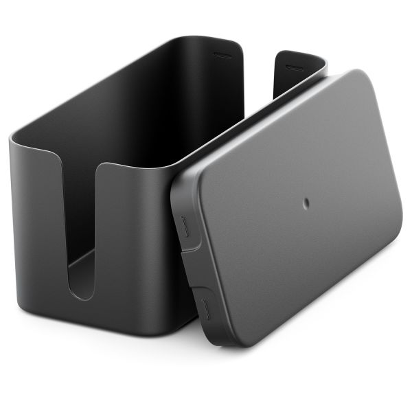deleyCON Kabelmanagement Box 23,5 x 11,5cm x 11,5cm Robuster Kunststoff Schwarz