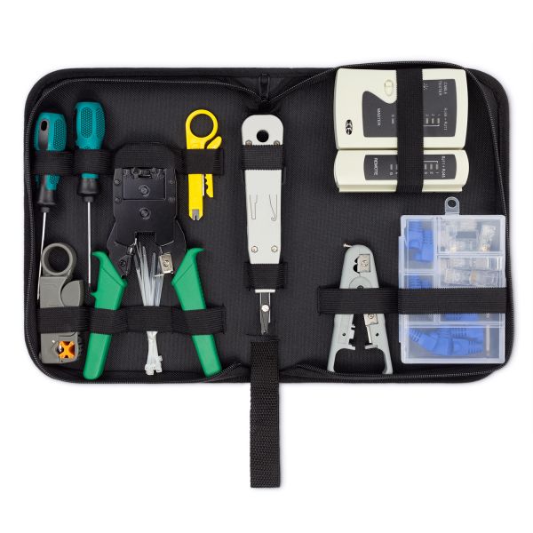 deleyCON 10-teiliges Netzwerk Werkzeug Set Mit Tasche LAN CAT Werkzeug RJ11