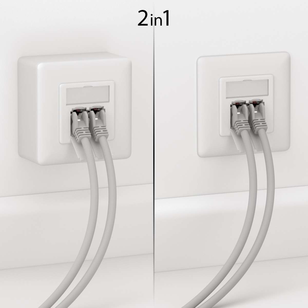 DeleyCON 2x CAT6 Netwerkdoos – Opbouwmontage, 1x RJ45, 1 Gbit Ethernet, RAL 9003 Wit 2 miniatura