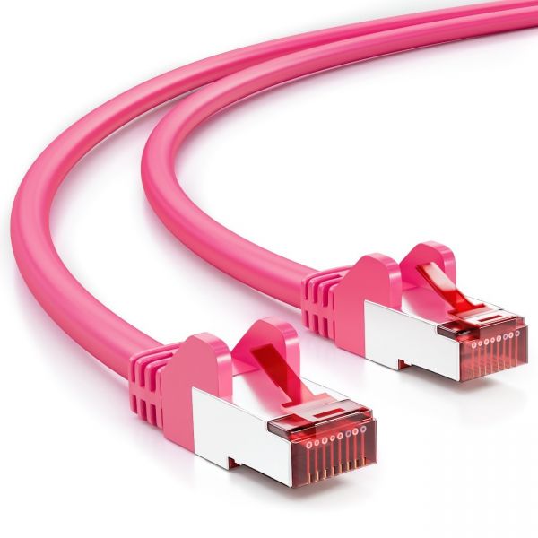 deleyCON 25m CAT6 Patchkabel S-FTP PIMF Netzwerkkabel Ethernetkabel - Magenta