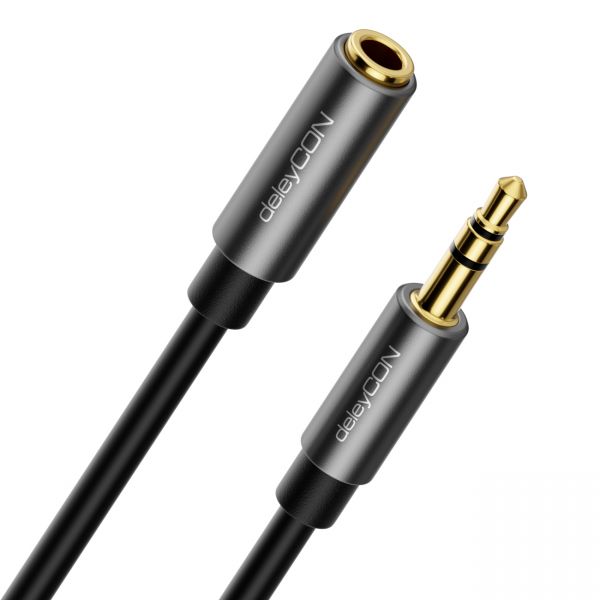 deleyCON 1,5m Klinke Audio Stereo AUX Kabel Verlängerungskabel 3,5mm Klinkenkabe